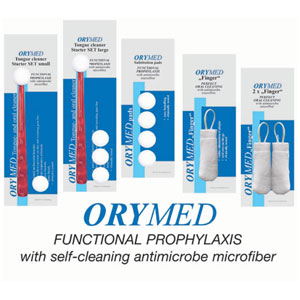ORYMED provides new technology with antimicrobe HighTex microfiber for mouthl area cleaning in the NEW ORYMED tongue cleaner and ORYMED finger.