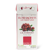 Radius Vegan Xylitol Floss Sachets (20 per pack cranberry)